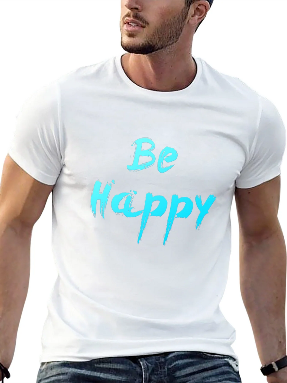 Be Happy Graphic Tee - Black Cotton Comfort product image 12
