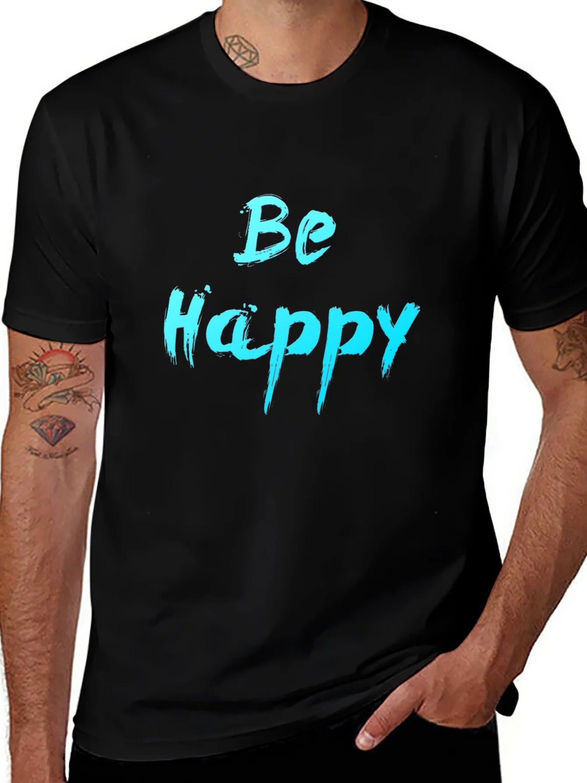 Be Happy Graphic Tee - Black Cotton Comfort product image 1