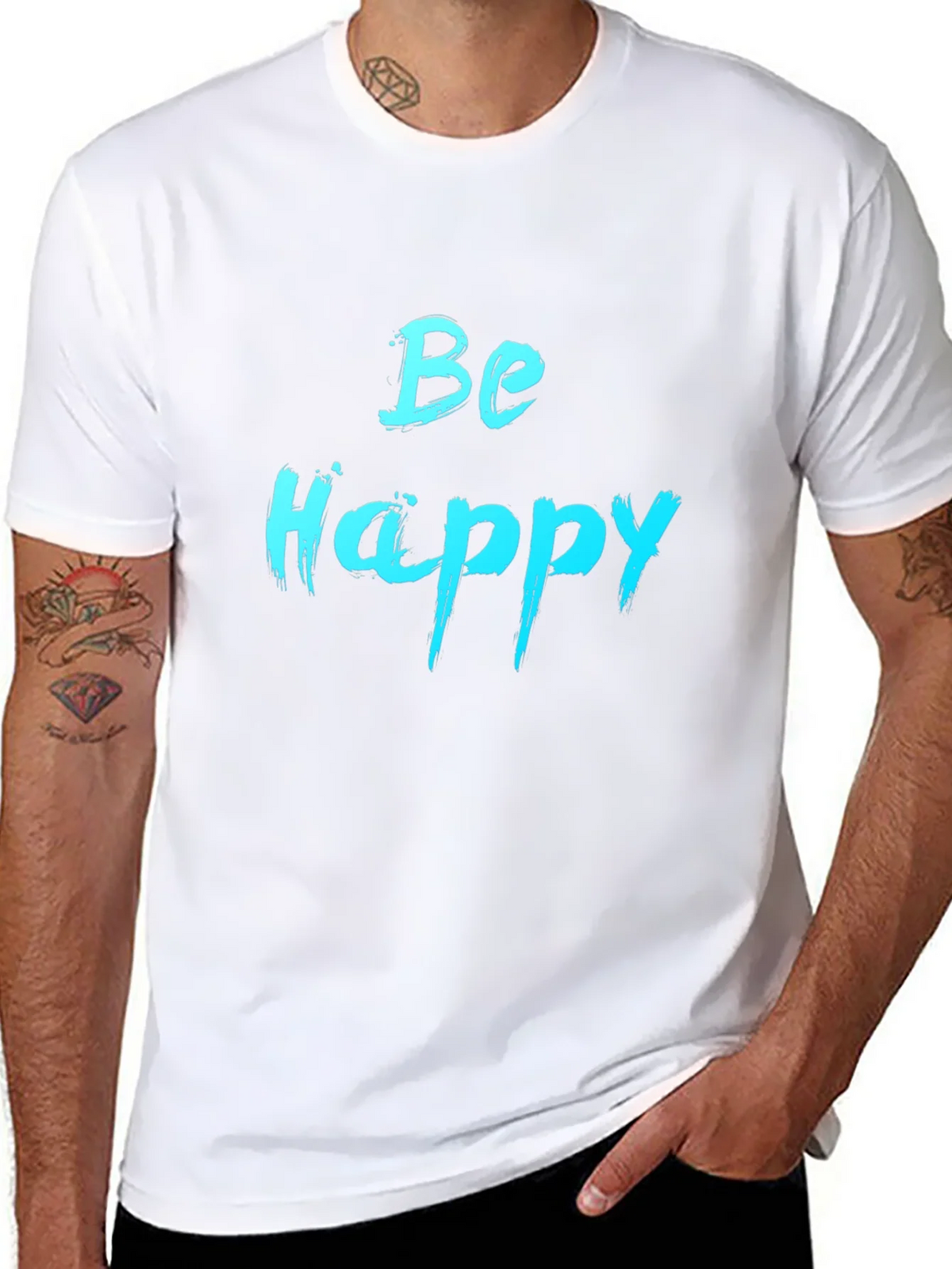 Be Happy Graphic Tee - Black Cotton Comfort product image 7