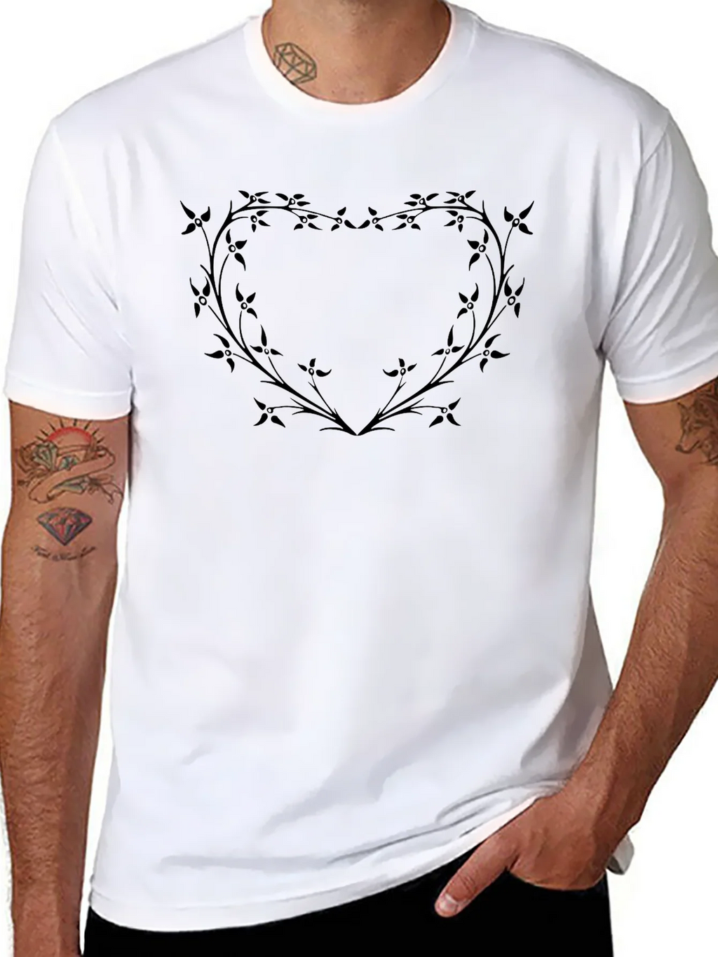 Floral Heart Graphic Black T-Shirt - Stylish & Unique product image 7