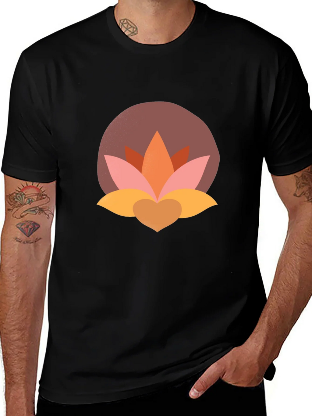 Lotus Flower Graphic Tee - Modern Black T-Shirt product image 1