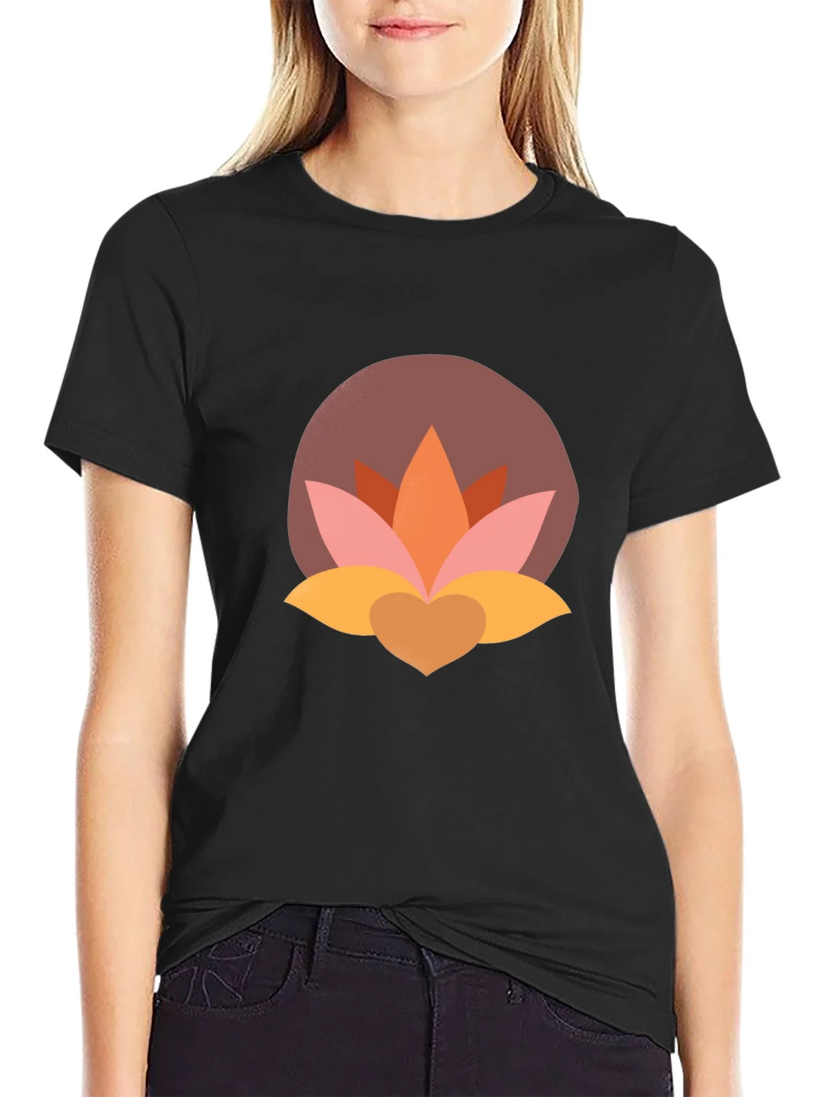 Lotus Flower Graphic Tee - Modern Black T-Shirt product image 2