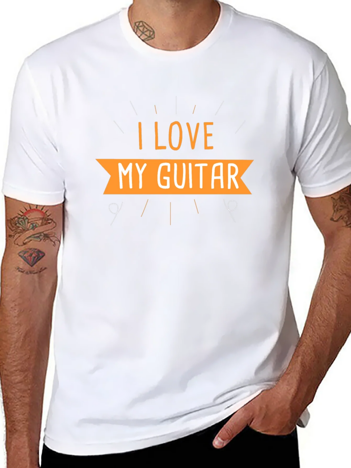 I Love My Guitar Black T-Shirt product image 6
