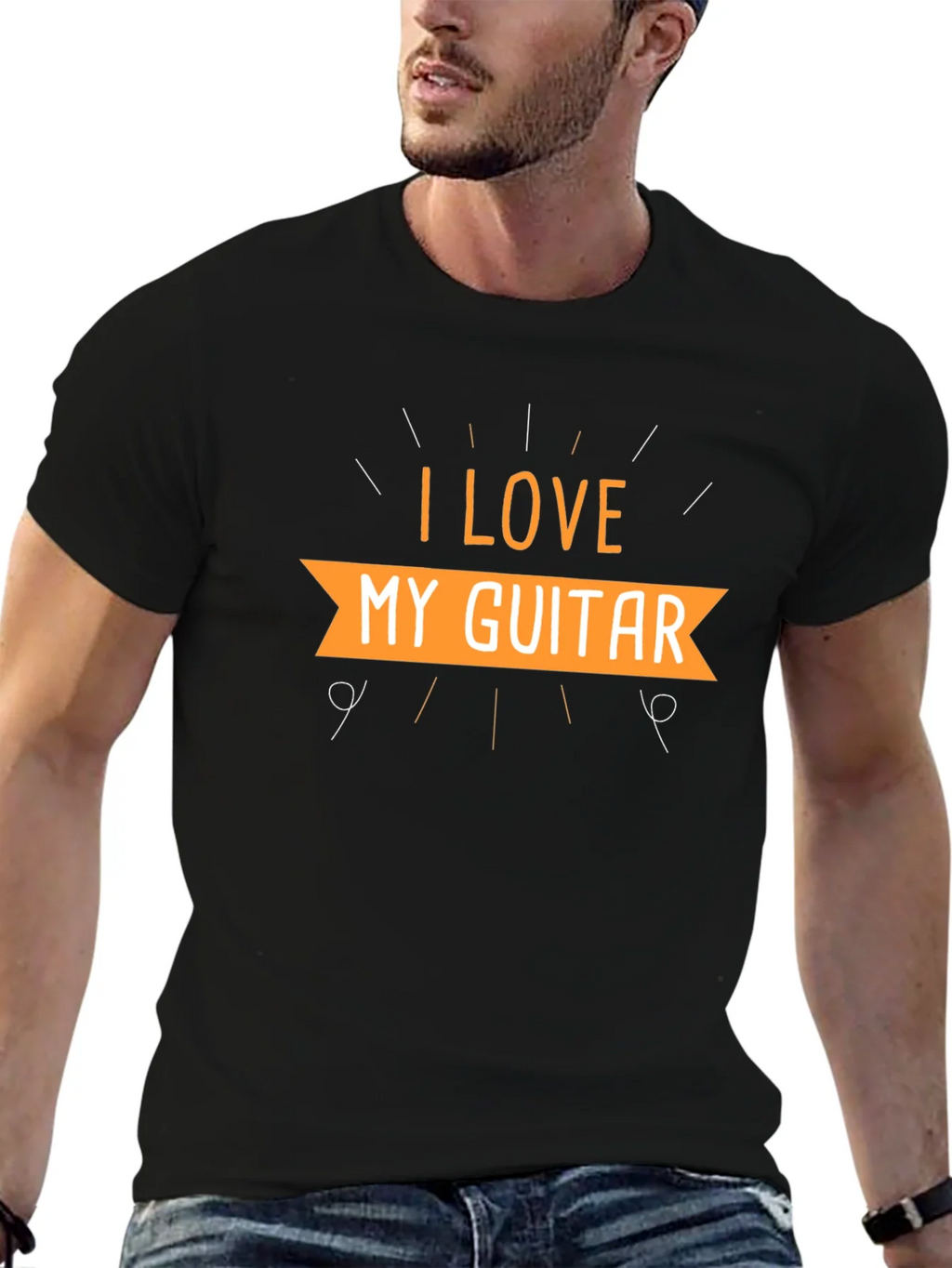 I Love My Guitar Black T-Shirt product image 5