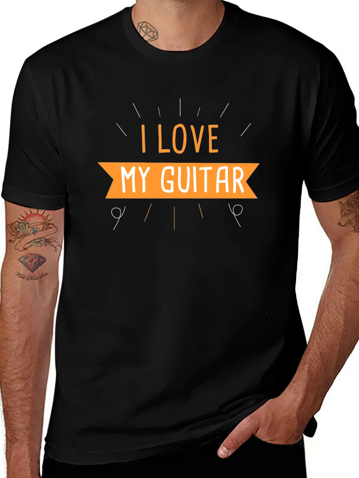 I Love My Guitar Black T-Shirt product image 1