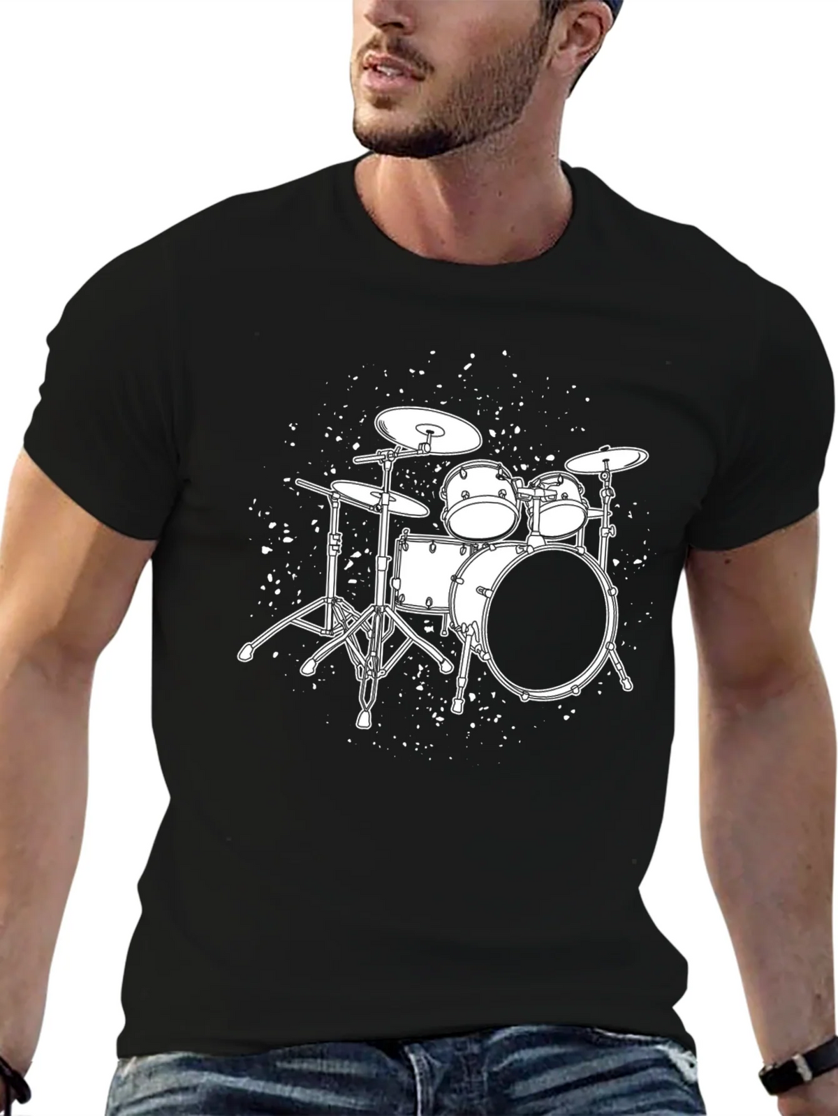 Drum Set T-Shirt - Black Graphic Tee for Music Lovers product image 6