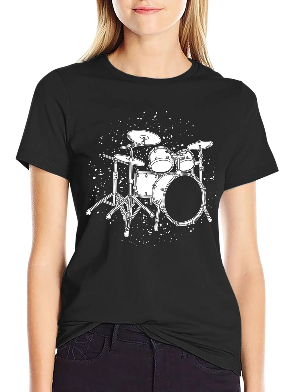 Drum Set T-Shirt - Black Graphic Tee for Music Lovers product image 2
