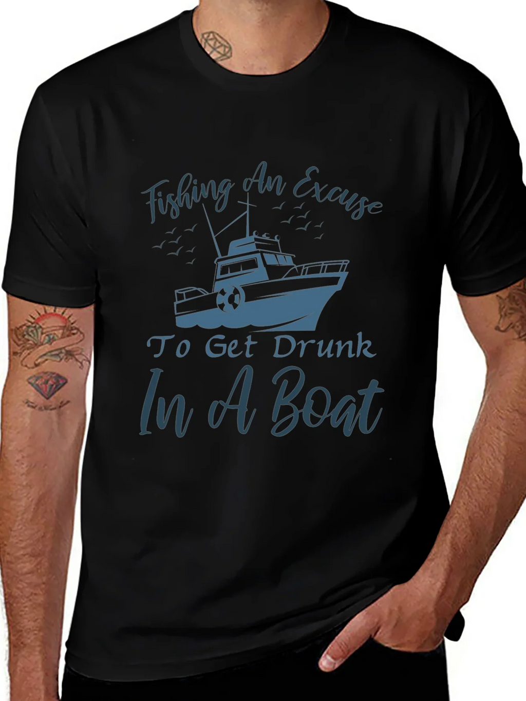 Fishing Boat Graphic Tee - Get Drunk In A product image 1