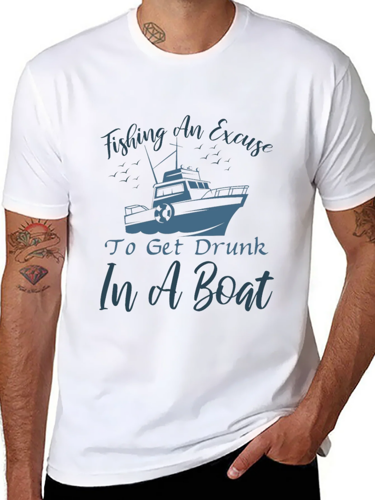 Fishing Boat Graphic Tee - Get Drunk In A product image 7