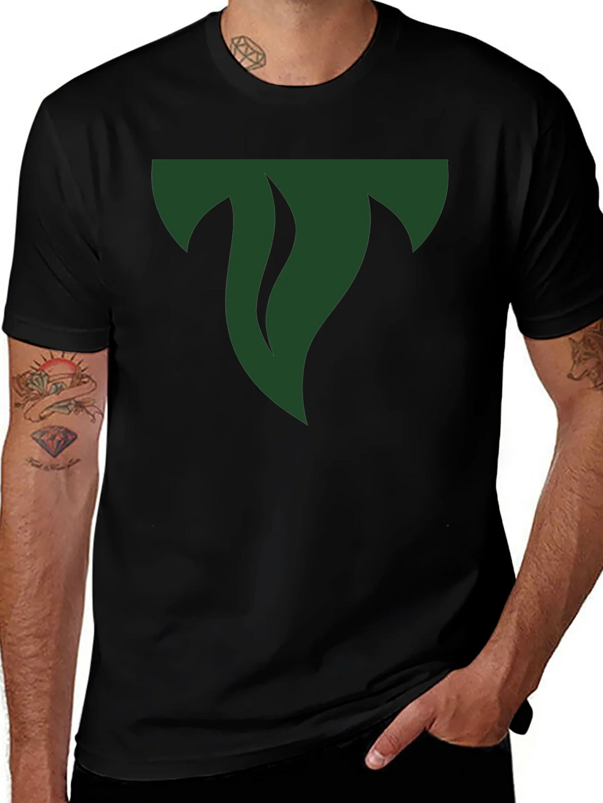 Mens Black Tee with Abstract Green Logo product image 1