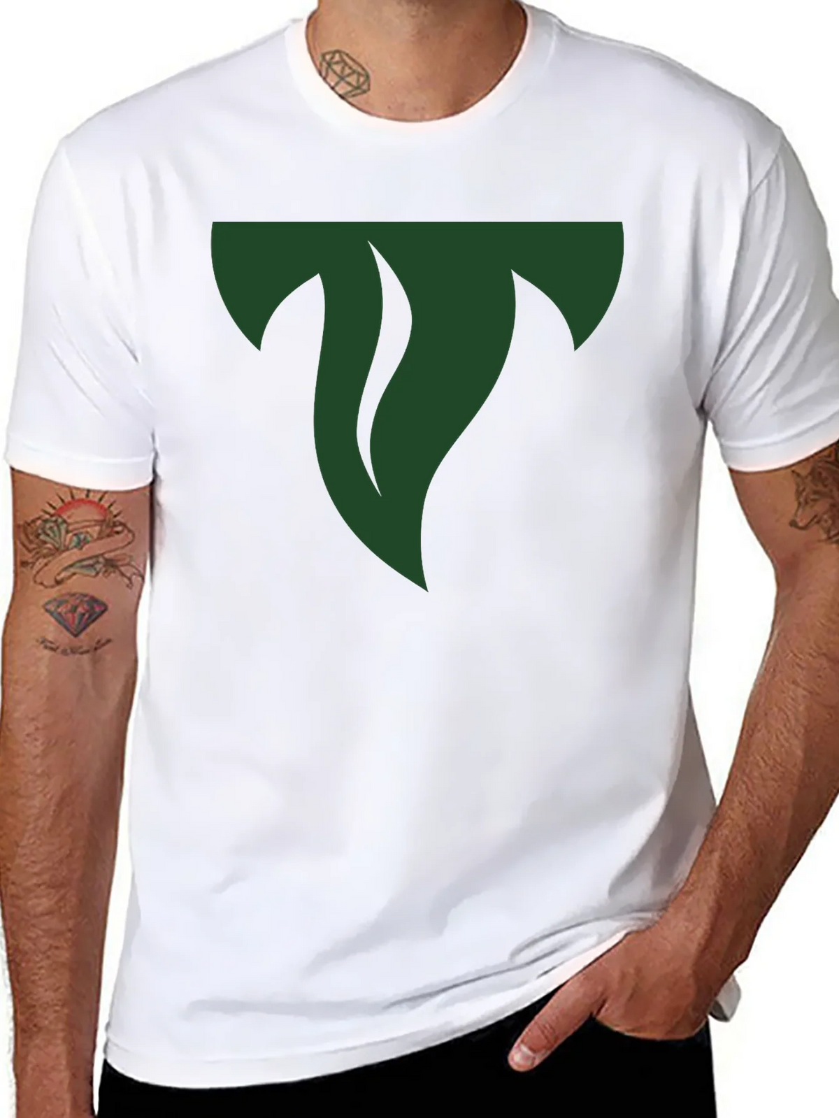 Mens Black Tee with Abstract Green Logo product image 3