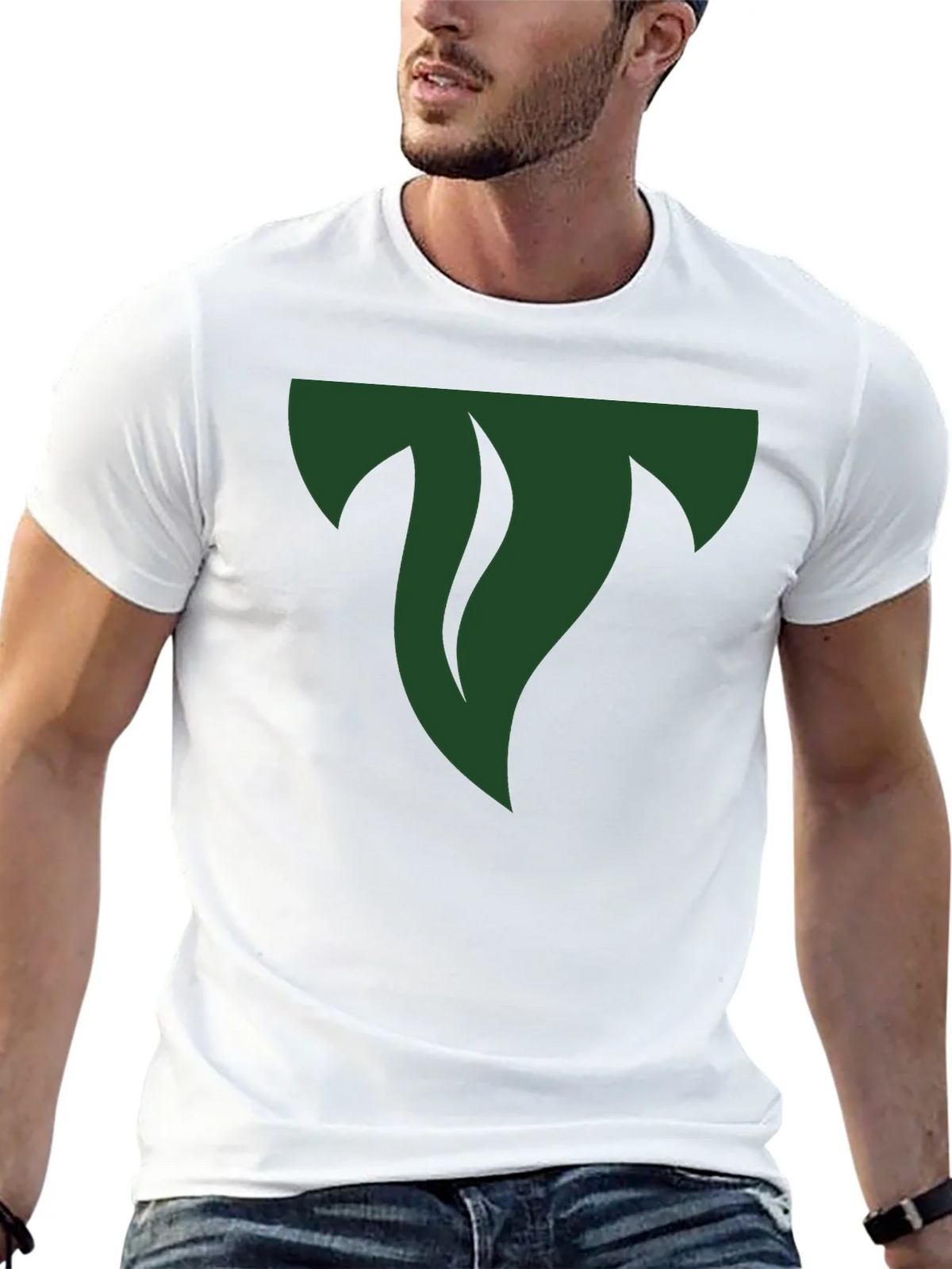 Mens Black Tee with Abstract Green Logo product image 7