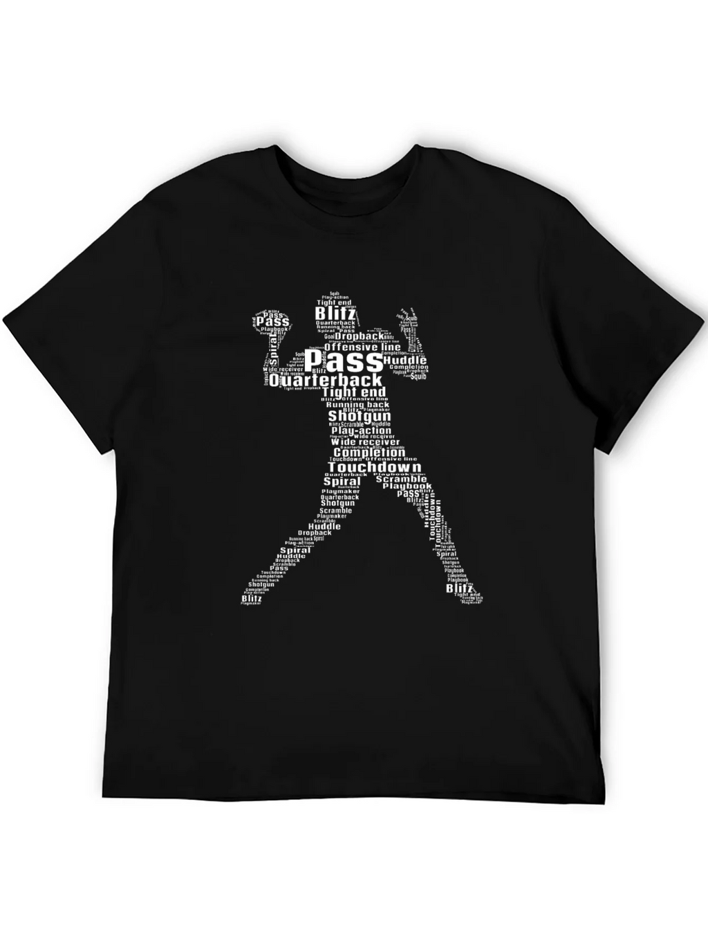 Football Player Word Art Black T-Shirt product image 5