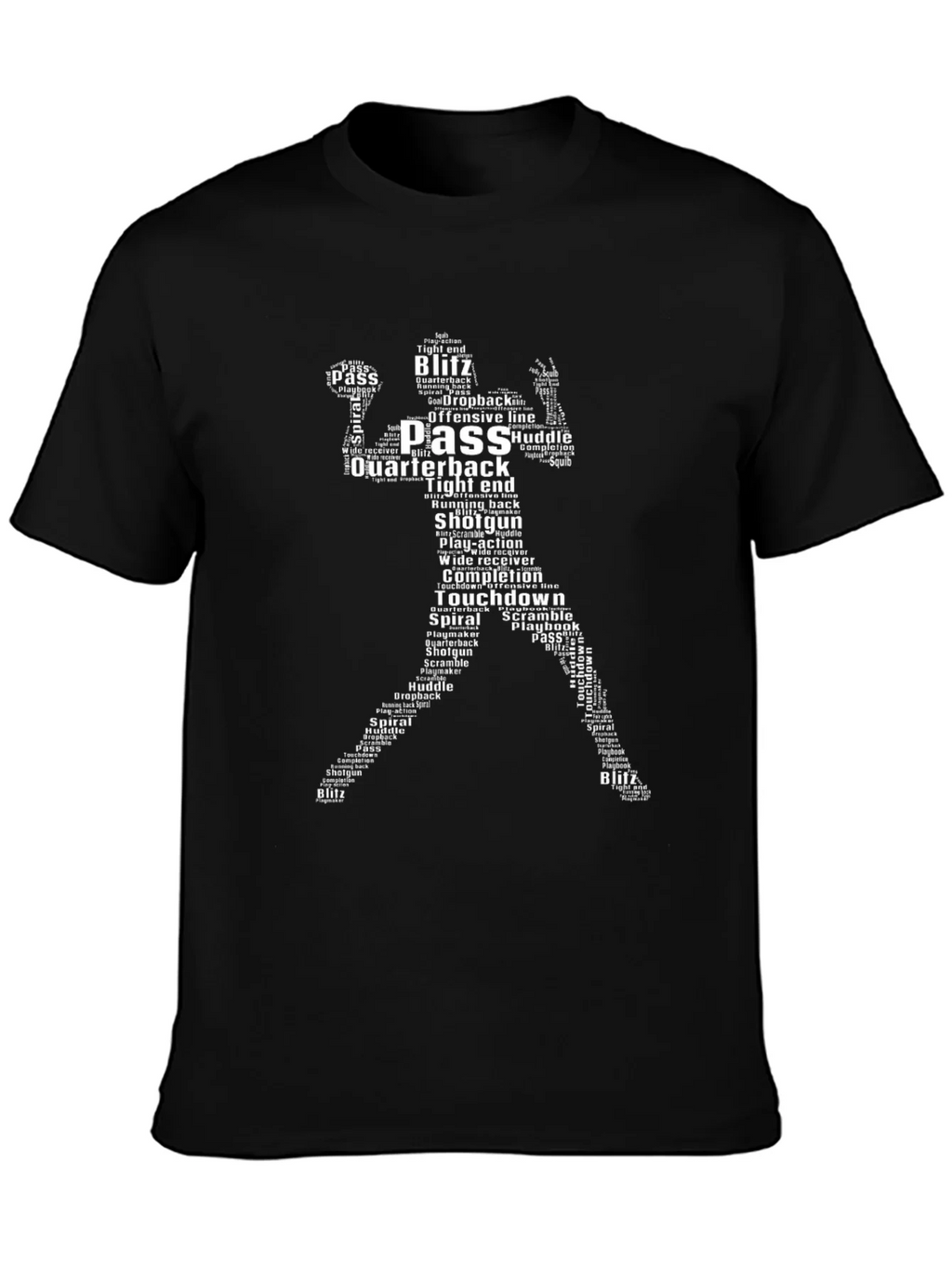 Football Player Word Art Black T-Shirt product image 3