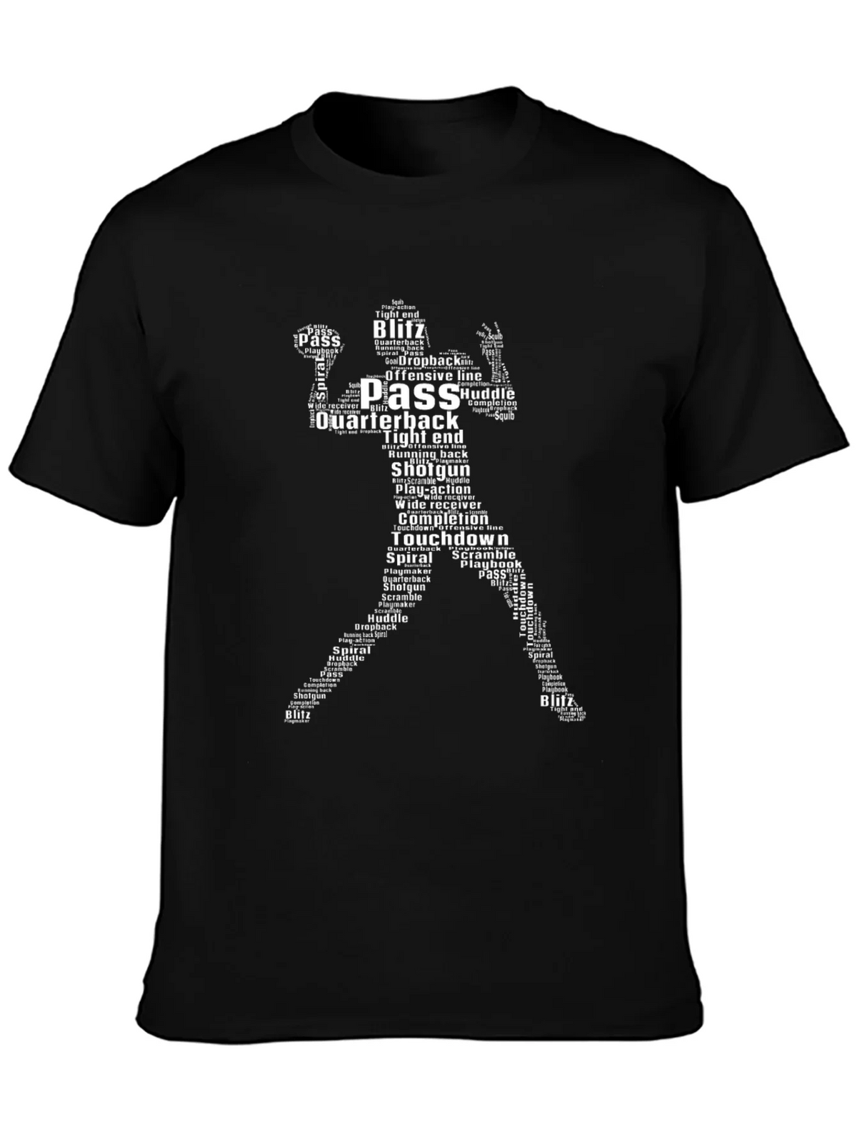 Football Player Word Art Black T-Shirt product image 3