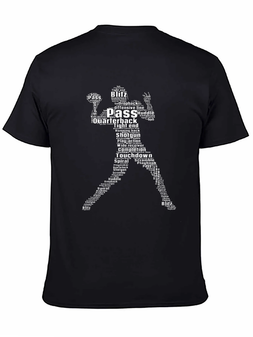 Football Player Word Art Black T-Shirt product image 4