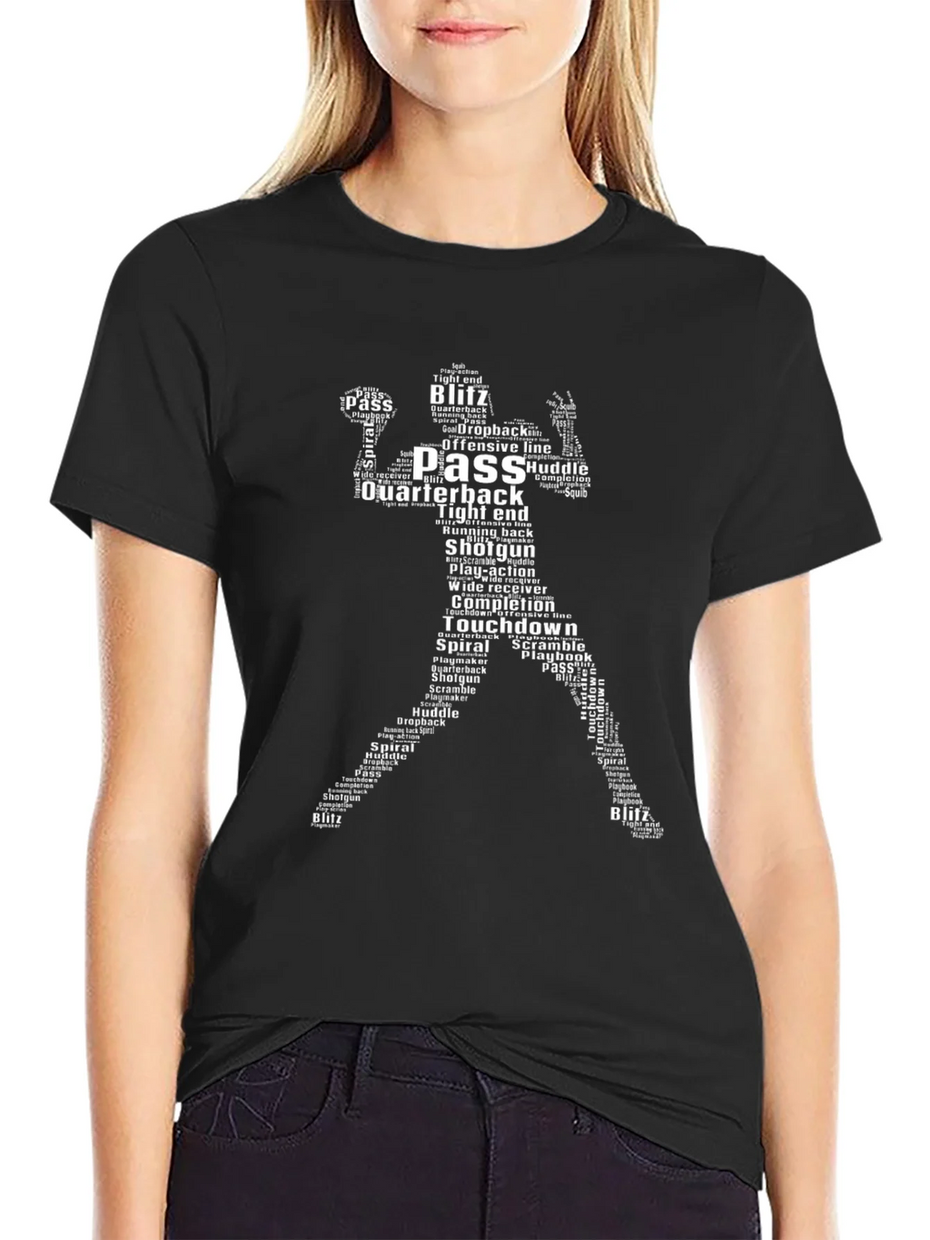 Football Player Word Art Black T-Shirt product image 2