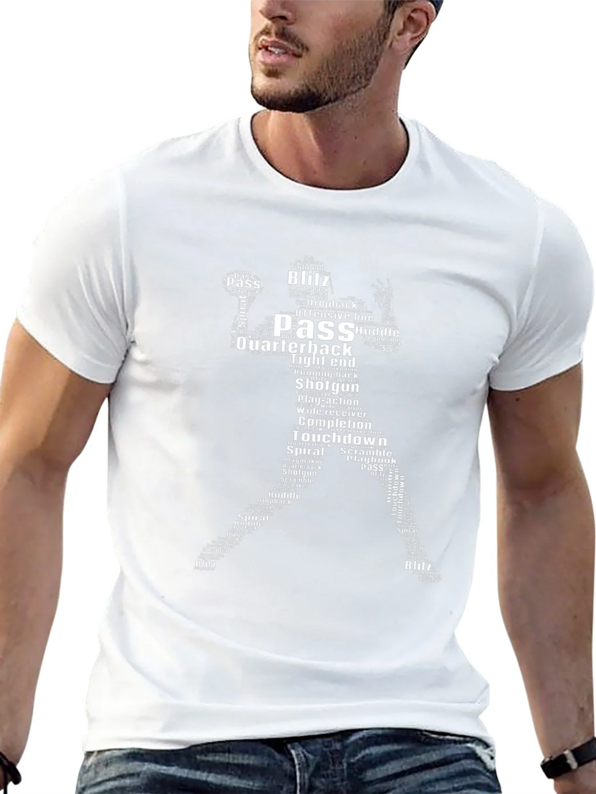 Football Player Word Art Black T-Shirt product image 12