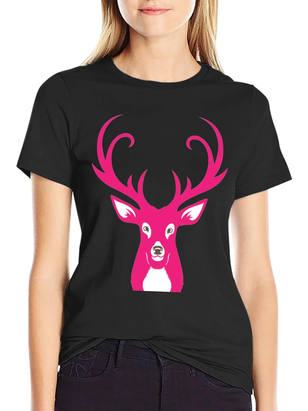 Pink Deer Graphic T-Shirt product image 1