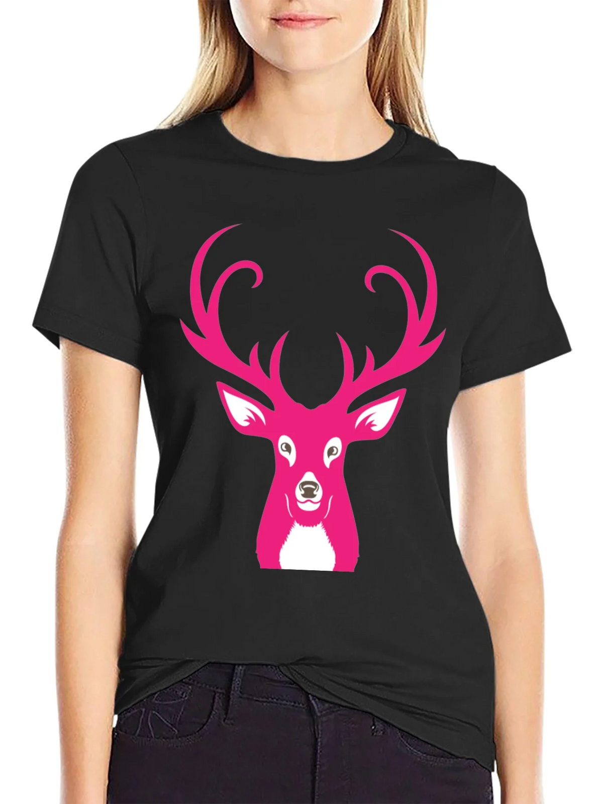 Pink Deer Graphic T-Shirt product image 1