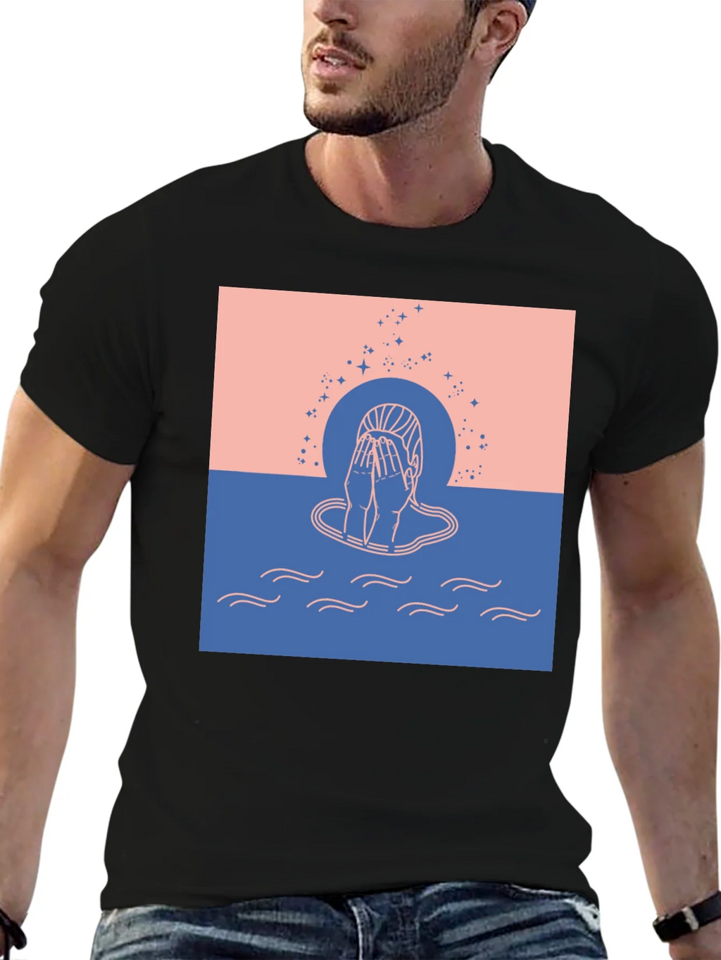 Contemplative Graphic Tee - Unisex Black T-Shirt product image 6