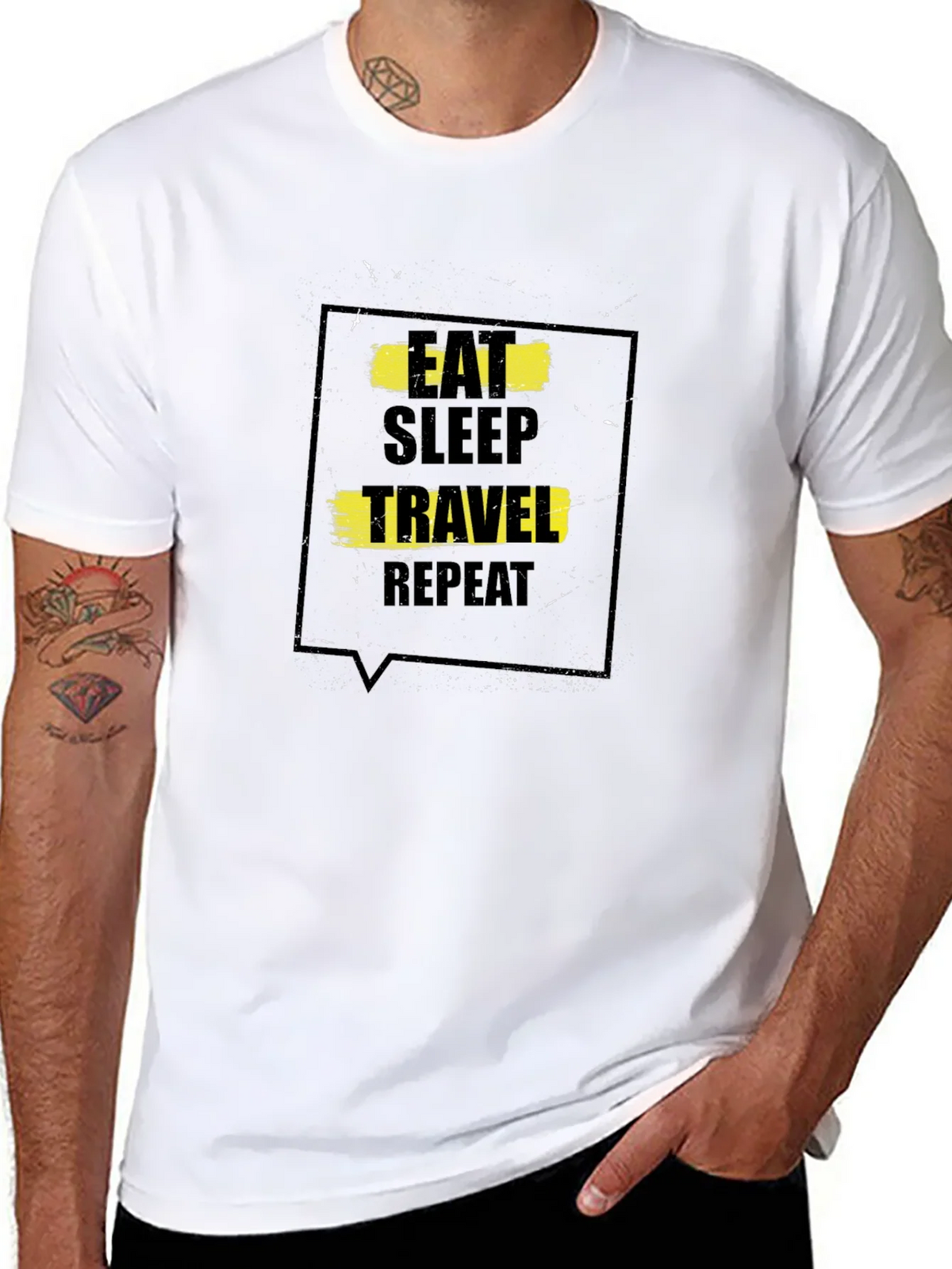 Eat Sleep Travel Repeat Black T-Shirt product image 5