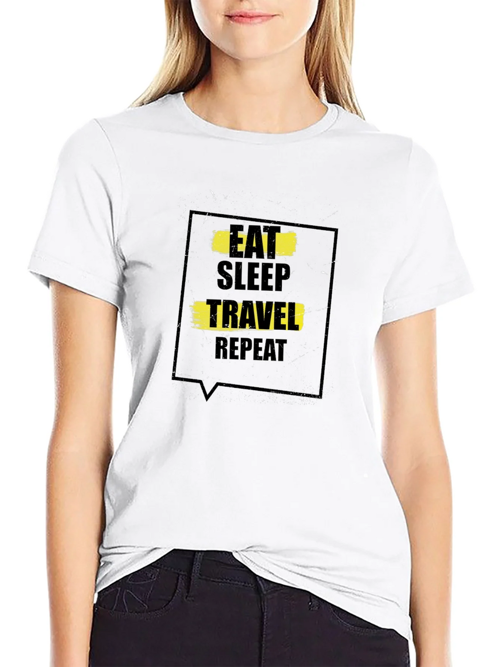 Eat Sleep Travel Repeat Black T-Shirt product image 6