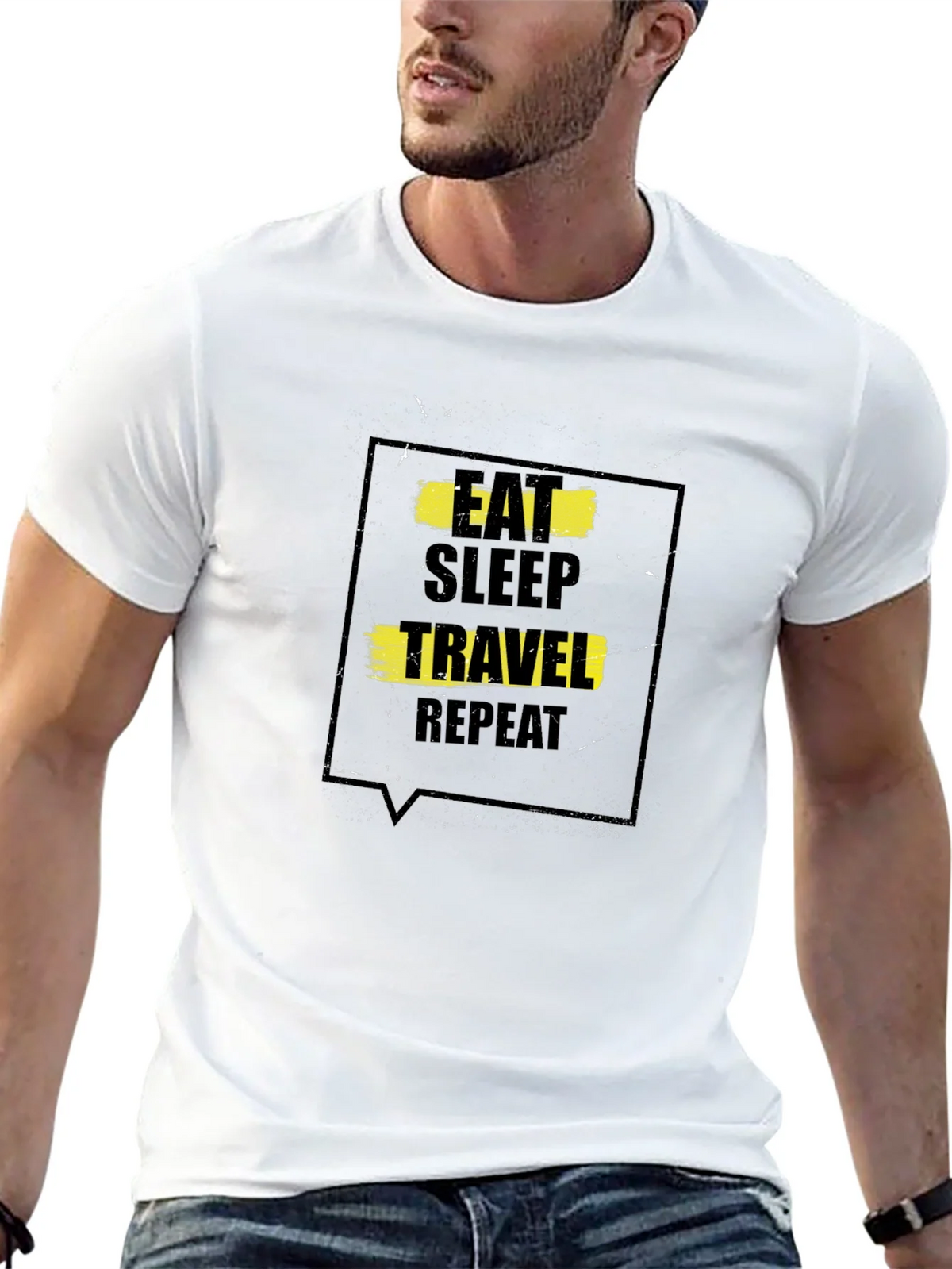 Eat Sleep Travel Repeat Black T-Shirt product image 10