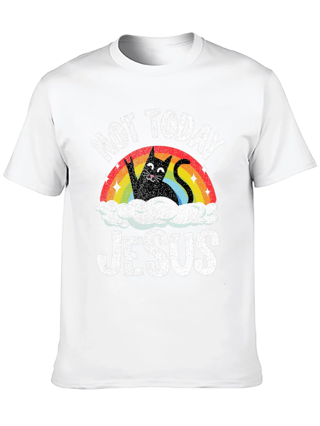Not Today Jesus T-Shirt Funny Cat Rainbow product image 9