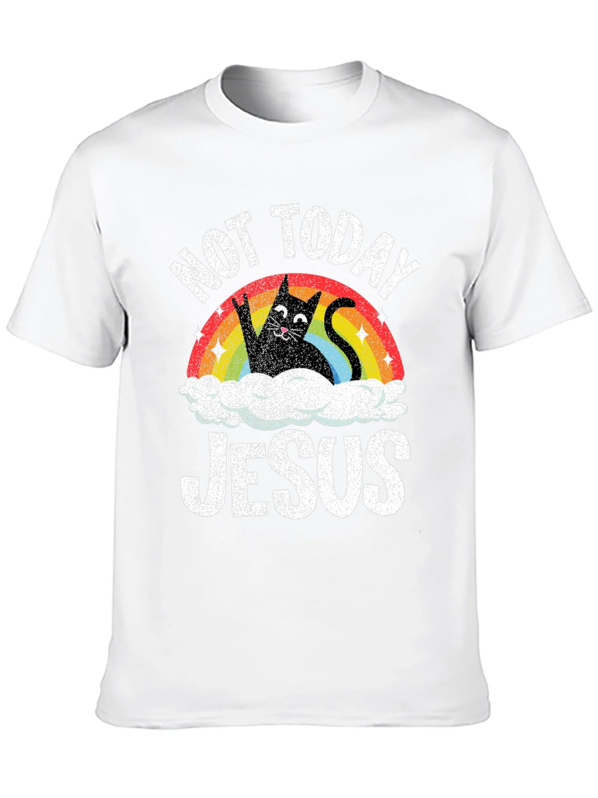 Not Today Jesus T-Shirt Funny Cat Rainbow product image 9