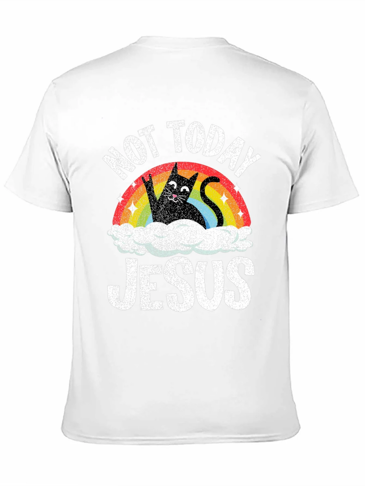 Not Today Jesus T-Shirt Funny Cat Rainbow product image 10