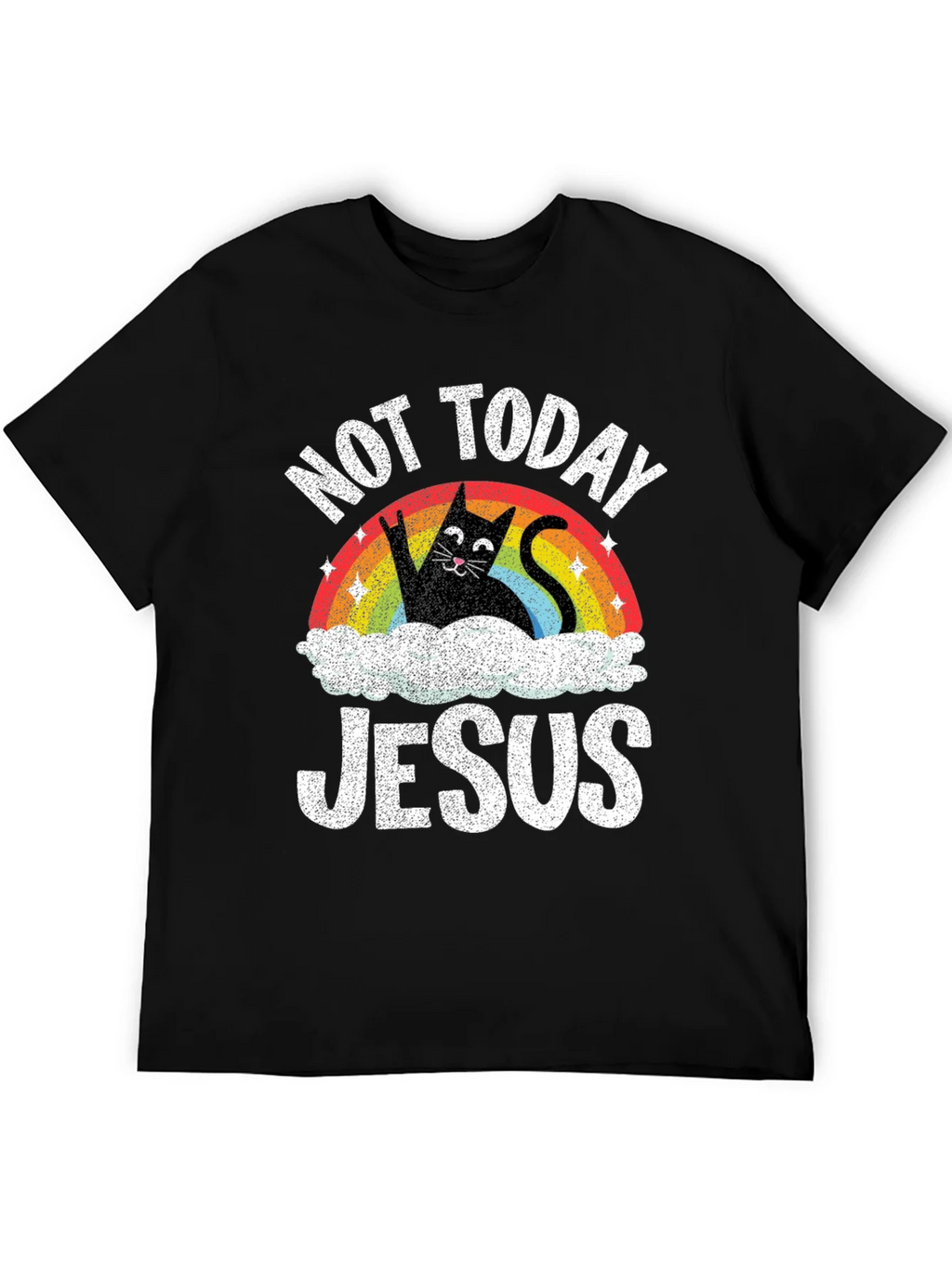 Not Today Jesus T-Shirt Funny Cat Rainbow product image 5