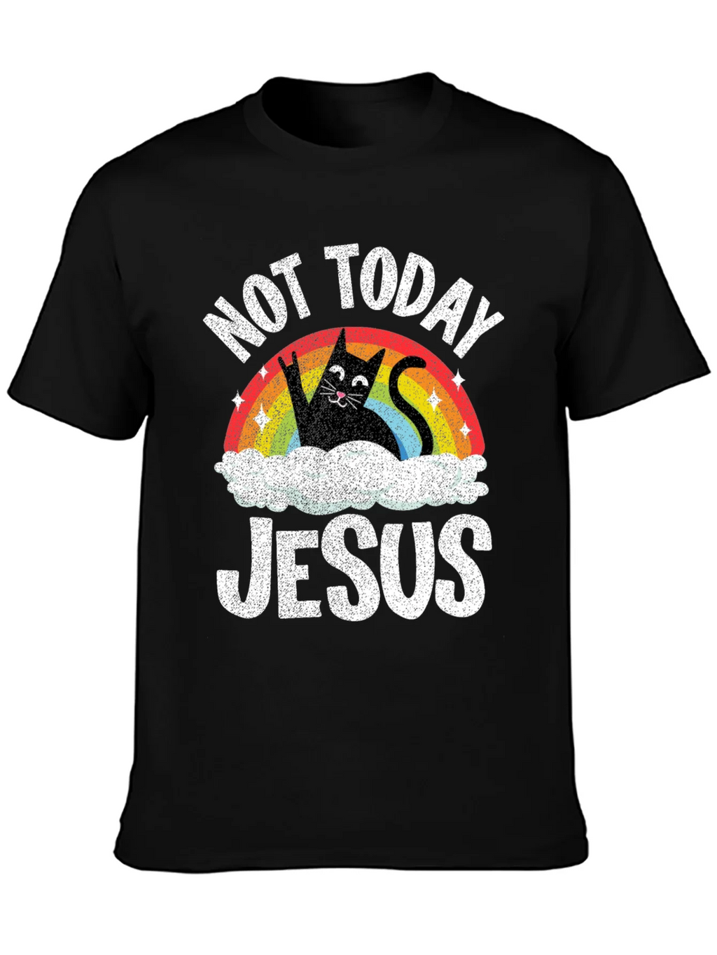 Not Today Jesus T-Shirt Funny Cat Rainbow product image 3