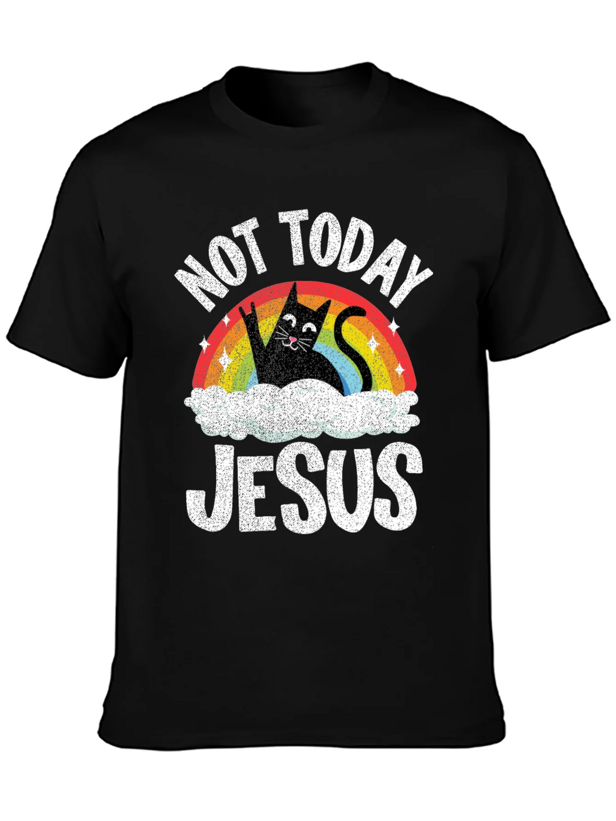 Not Today Jesus T-Shirt Funny Cat Rainbow product image 3