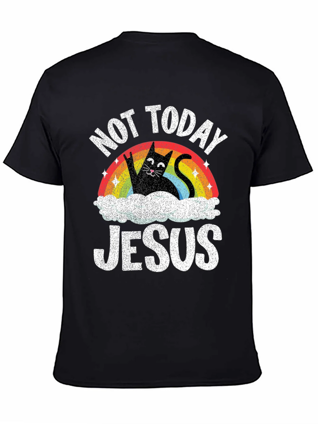Not Today Jesus T-Shirt Funny Cat Rainbow product image 4