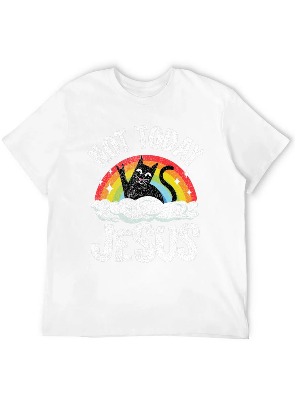 Not Today Jesus T-Shirt Funny Cat Rainbow product image 11