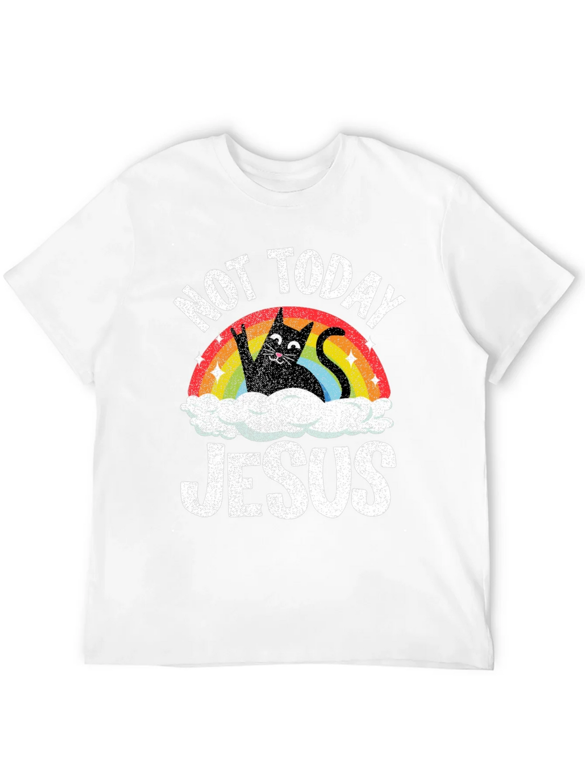 Not Today Jesus T-Shirt Funny Cat Rainbow product image 11