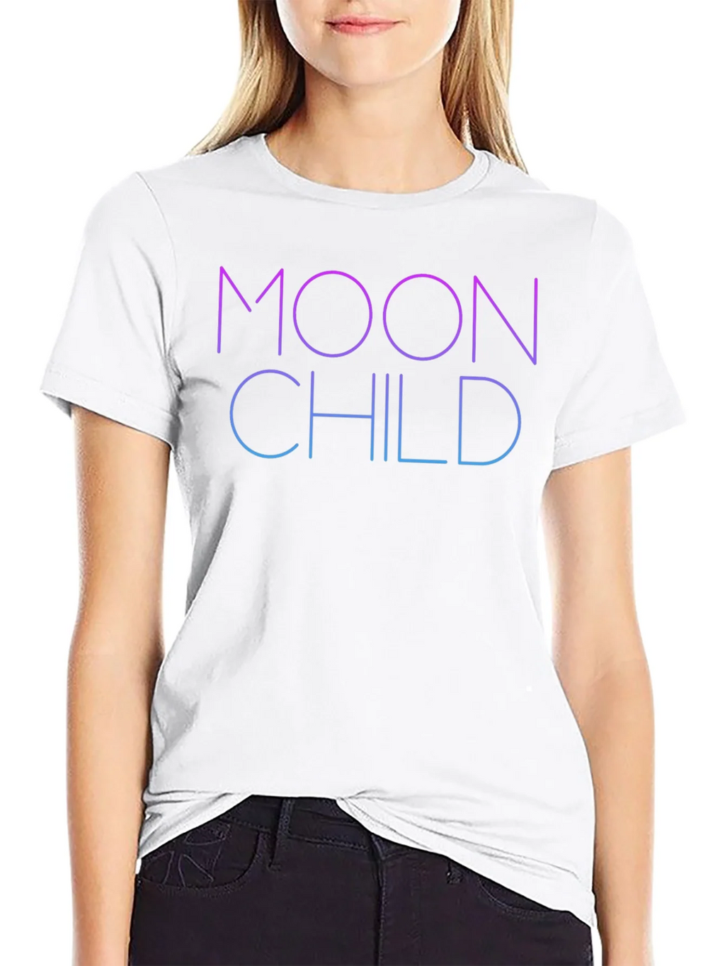 Moon Child Graphic T-Shirt - Black Crew Neck Tee product image 8