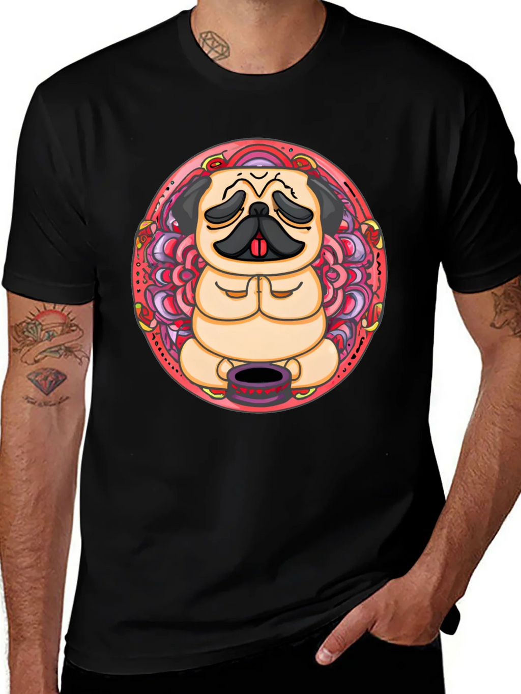 Zen Pug Graphic T-Shirt - Meditating Dog Tee product image 1