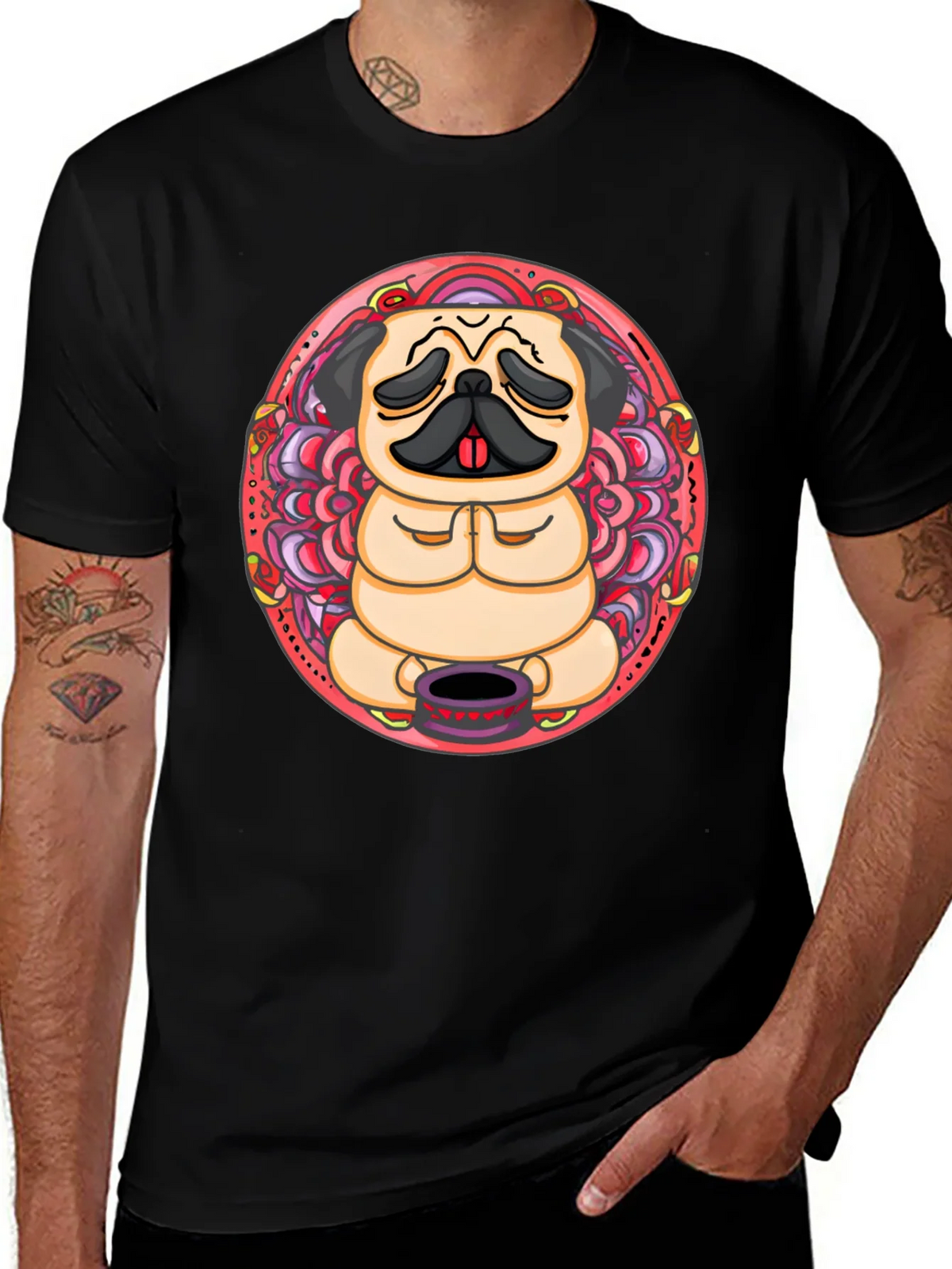 Zen Pug Graphic T-Shirt - Meditating Dog Tee product image 1