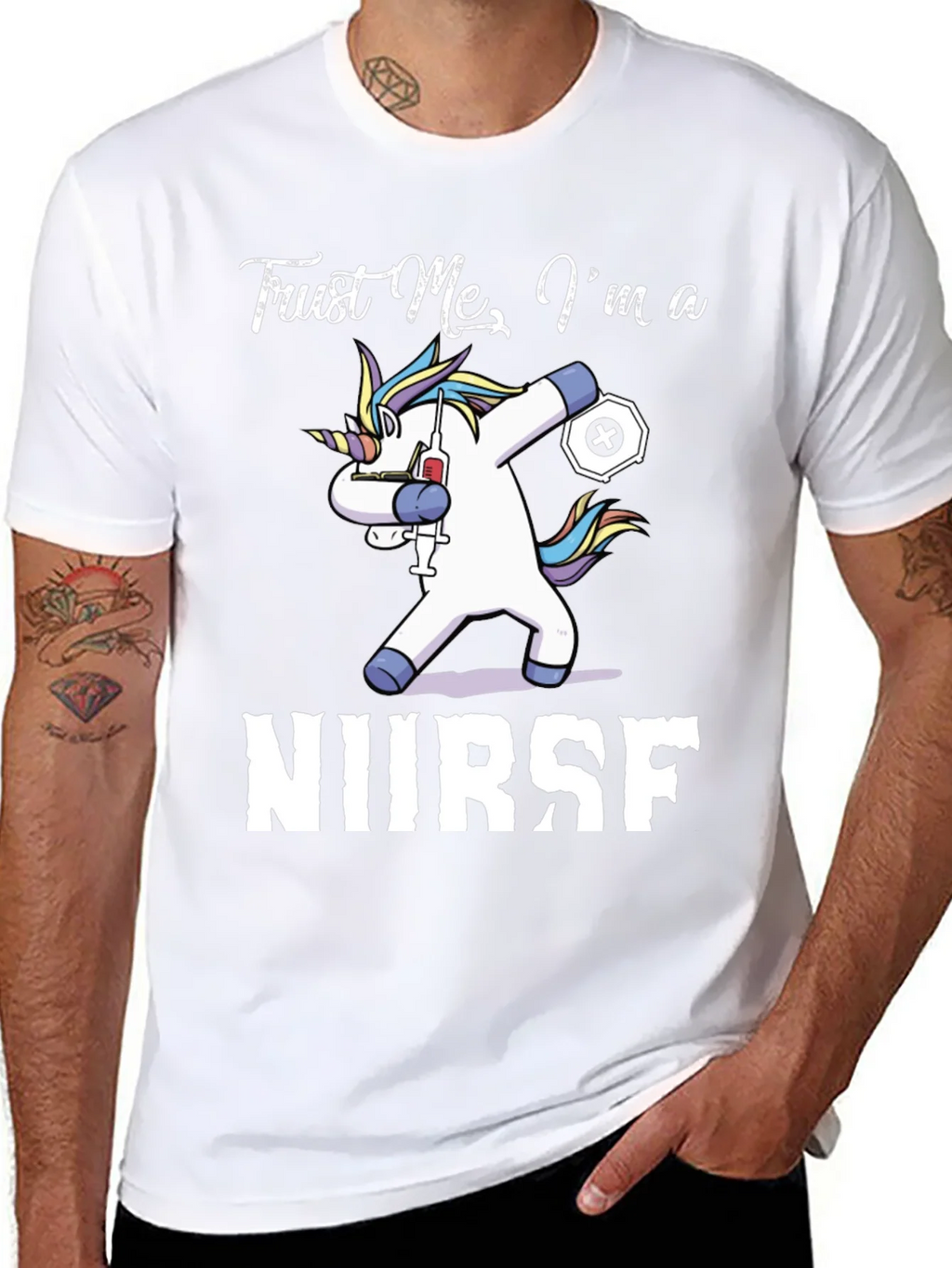 Trust Me Im a Nurse Unicorn Black Graphic Tee product image 4