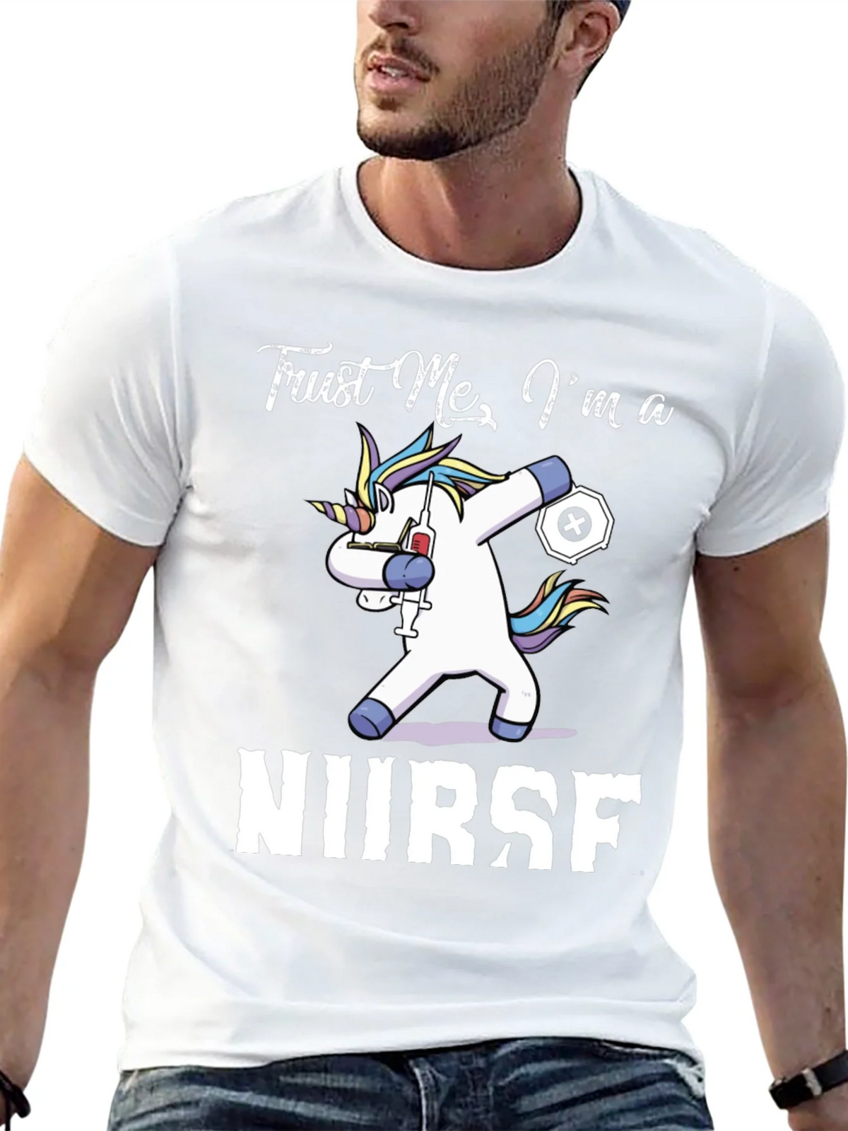 Trust Me Im a Nurse Unicorn Black Graphic Tee product image 8