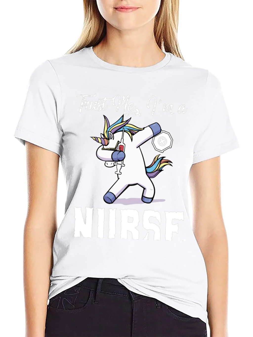 Trust Me Im a Nurse Unicorn Black Graphic Tee product image 5