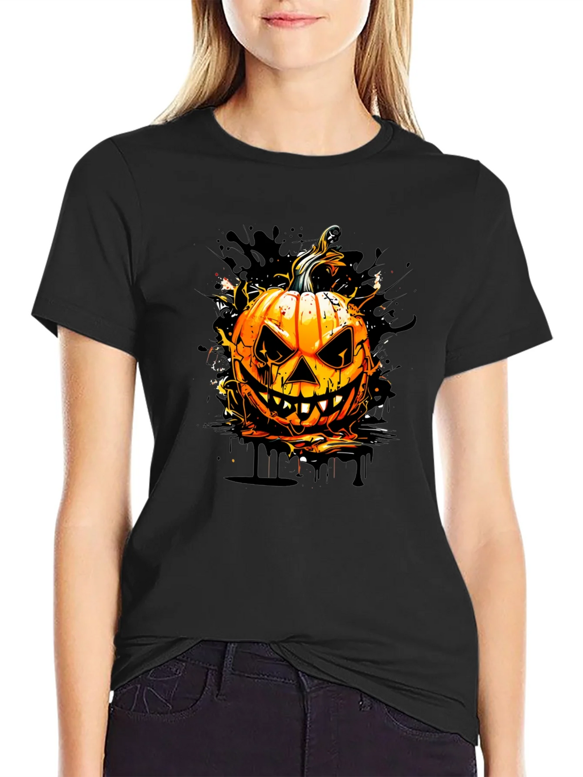 Halloween Pumpkin Graphic Tee - Spooky Season Style product image 2