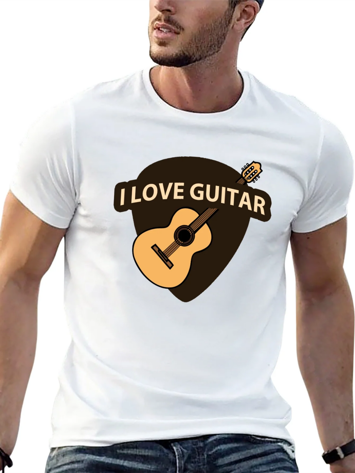 I Love Guitar Black T-Shirt - Musician Apparel product image 12