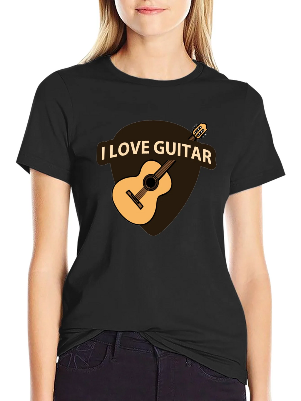 I Love Guitar Black T-Shirt - Musician Apparel product image 2