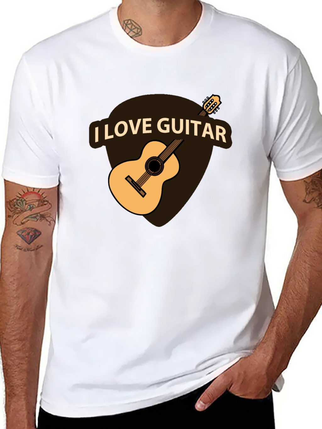 I Love Guitar Black T-Shirt - Musician Apparel product image 7