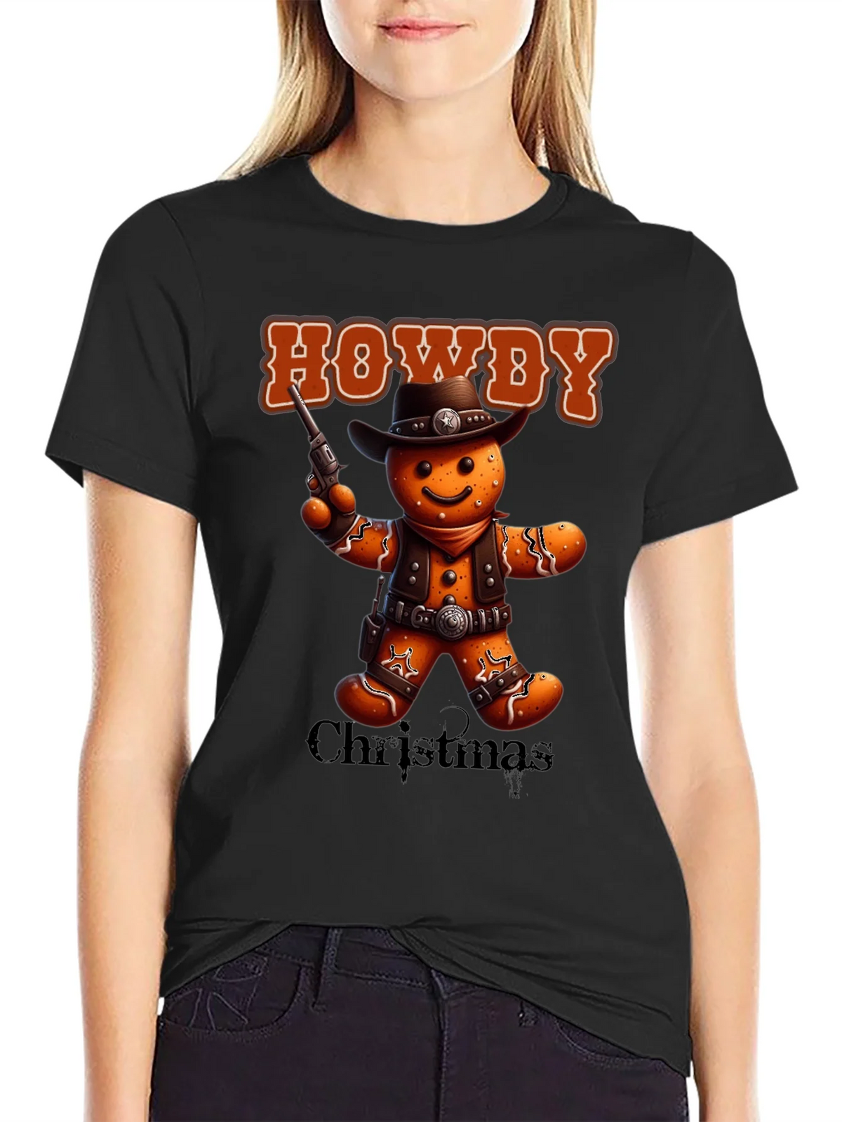 Howdy Christmas Gingerbread Cowboy T-Shirt product image 1