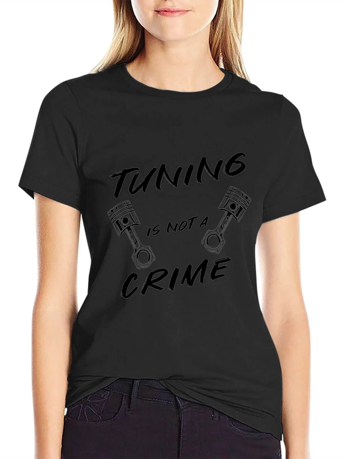 Tuning is Not a Crime Black Graphic T-Shirt product image 2