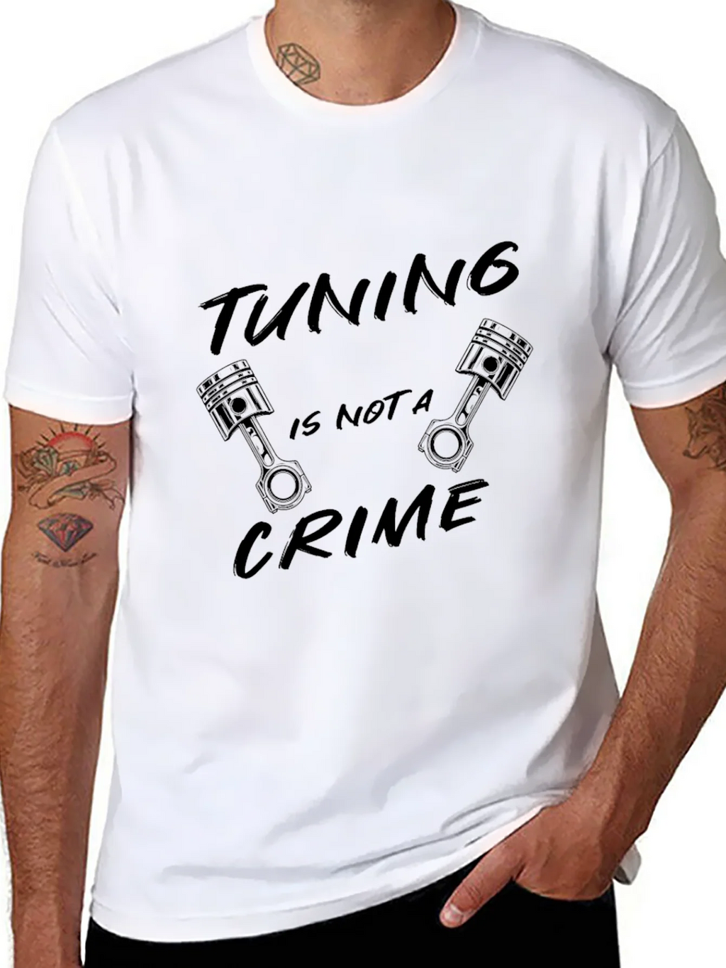 Tuning is Not a Crime Black Graphic T-Shirt product image 7